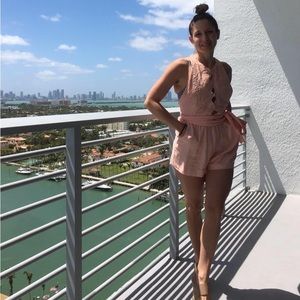 Meghan Los Angeles Pink Backless Romper Small..
